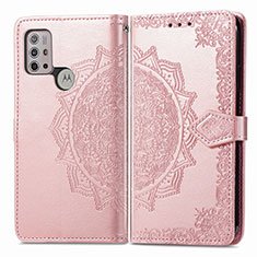 Funda de Cuero Cartera con Soporte Patron de Moda Carcasa para Motorola Moto G10 Power Oro Rosa