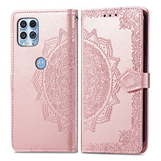 Funda de Cuero Cartera con Soporte Patron de Moda Carcasa para Motorola Moto G100 5G Oro Rosa