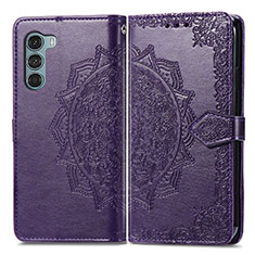 Funda de Cuero Cartera con Soporte Patron de Moda Carcasa para Motorola Moto G200 5G Morado