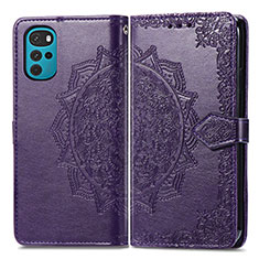 Funda de Cuero Cartera con Soporte Patron de Moda Carcasa para Motorola Moto G22 Morado