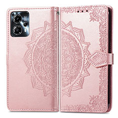 Funda de Cuero Cartera con Soporte Patron de Moda Carcasa para Motorola Moto G23 Oro Rosa