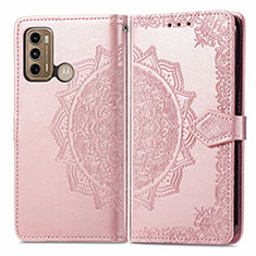 Funda de Cuero Cartera con Soporte Patron de Moda Carcasa para Motorola Moto G40 Fusion Oro Rosa