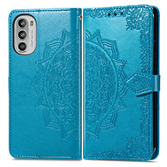 Funda de Cuero Cartera con Soporte Patron de Moda Carcasa para Motorola MOTO G52 Azul