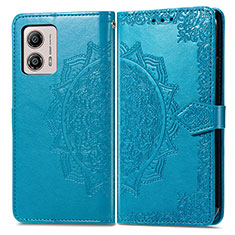 Funda de Cuero Cartera con Soporte Patron de Moda Carcasa para Motorola Moto G53 5G Azul