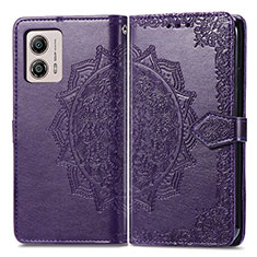 Funda de Cuero Cartera con Soporte Patron de Moda Carcasa para Motorola Moto G53 5G Morado