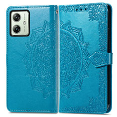 Funda de Cuero Cartera con Soporte Patron de Moda Carcasa para Motorola Moto G54 5G Azul