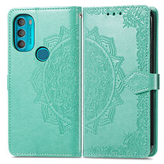 Funda de Cuero Cartera con Soporte Patron de Moda Carcasa para Motorola Moto G71 5G Verde