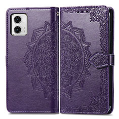 Funda de Cuero Cartera con Soporte Patron de Moda Carcasa para Motorola Moto G73 5G Morado