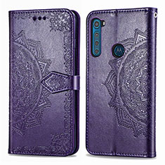 Funda de Cuero Cartera con Soporte Patron de Moda Carcasa para Motorola Moto One Fusion Plus Morado