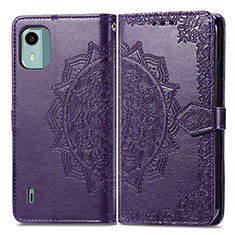 Funda de Cuero Cartera con Soporte Patron de Moda Carcasa para Nokia C12 Pro Morado