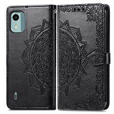 Funda de Cuero Cartera con Soporte Patron de Moda Carcasa para Nokia C12 Pro Negro