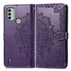 Funda de Cuero Cartera con Soporte Patron de Moda Carcasa para Nokia C31 Morado