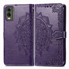 Funda de Cuero Cartera con Soporte Patron de Moda Carcasa para Nokia C32 Morado