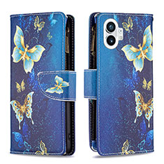 Funda de Cuero Cartera con Soporte Patron de Moda Carcasa para Nothing Phone 1 Azul