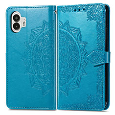 Funda de Cuero Cartera con Soporte Patron de Moda Carcasa para Nothing Phone 2 Azul