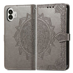 Funda de Cuero Cartera con Soporte Patron de Moda Carcasa para Nothing Phone 2 Gris