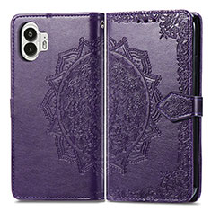 Funda de Cuero Cartera con Soporte Patron de Moda Carcasa para Nothing Phone 2 Morado