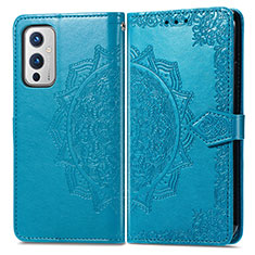 Funda de Cuero Cartera con Soporte Patron de Moda Carcasa para OnePlus 9 5G Azul