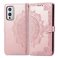 Funda de Cuero Cartera con Soporte Patron de Moda Carcasa para OnePlus 9 5G Oro Rosa