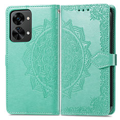 Funda de Cuero Cartera con Soporte Patron de Moda Carcasa para OnePlus Nord 2T 5G Verde