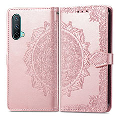 Funda de Cuero Cartera con Soporte Patron de Moda Carcasa para OnePlus Nord CE 5G Oro Rosa