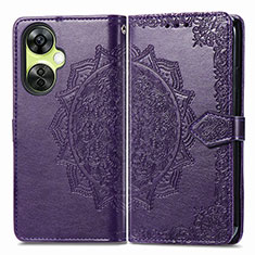 Funda de Cuero Cartera con Soporte Patron de Moda Carcasa para OnePlus Nord N30 5G Morado