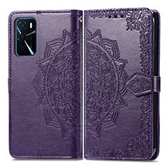 Funda de Cuero Cartera con Soporte Patron de Moda Carcasa para Oppo A16 Morado