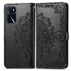 Funda de Cuero Cartera con Soporte Patron de Moda Carcasa para Oppo A16 Negro