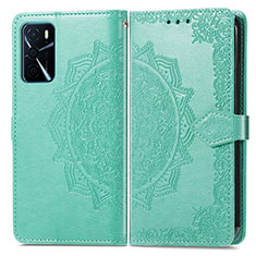 Funda de Cuero Cartera con Soporte Patron de Moda Carcasa para Oppo A16 Verde