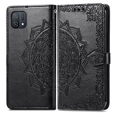 Funda de Cuero Cartera con Soporte Patron de Moda Carcasa para Oppo A16K Negro