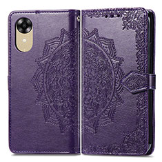 Funda de Cuero Cartera con Soporte Patron de Moda Carcasa para Oppo A17K Morado