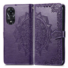 Funda de Cuero Cartera con Soporte Patron de Moda Carcasa para Oppo A18 Morado