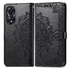 Funda de Cuero Cartera con Soporte Patron de Moda Carcasa para Oppo A18 Negro