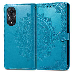 Funda de Cuero Cartera con Soporte Patron de Moda Carcasa para Oppo A38 Azul