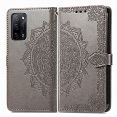 Funda de Cuero Cartera con Soporte Patron de Moda Carcasa para Oppo A53s 5G Gris