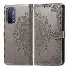 Funda de Cuero Cartera con Soporte Patron de Moda Carcasa para Oppo A54 5G Gris