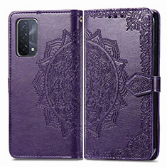 Funda de Cuero Cartera con Soporte Patron de Moda Carcasa para Oppo A54 5G Morado