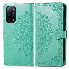 Funda de Cuero Cartera con Soporte Patron de Moda Carcasa para Oppo A55 5G Verde