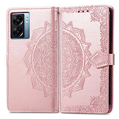 Funda de Cuero Cartera con Soporte Patron de Moda Carcasa para Oppo A77 5G Oro Rosa