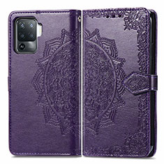 Funda de Cuero Cartera con Soporte Patron de Moda Carcasa para Oppo A94 4G Morado