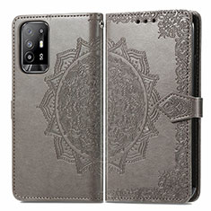 Funda de Cuero Cartera con Soporte Patron de Moda Carcasa para Oppo A94 5G Gris