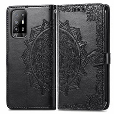 Funda de Cuero Cartera con Soporte Patron de Moda Carcasa para Oppo A94 5G Negro