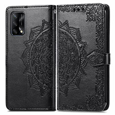 Funda de Cuero Cartera con Soporte Patron de Moda Carcasa para Oppo F19 Negro