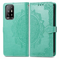 Funda de Cuero Cartera con Soporte Patron de Moda Carcasa para Oppo F19 Pro+ Plus 5G Verde