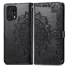 Funda de Cuero Cartera con Soporte Patron de Moda Carcasa para Oppo Find X5 5G Negro