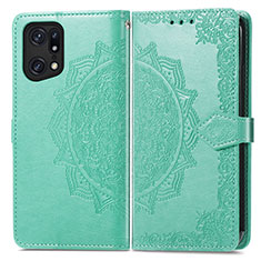 Funda de Cuero Cartera con Soporte Patron de Moda Carcasa para Oppo Find X5 5G Verde