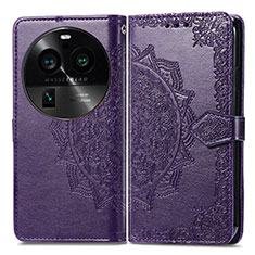 Funda de Cuero Cartera con Soporte Patron de Moda Carcasa para Oppo Find X6 Pro 5G Morado