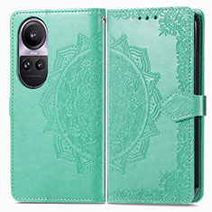 Funda de Cuero Cartera con Soporte Patron de Moda Carcasa para Oppo Reno10 5G Verde