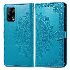 Funda de Cuero Cartera con Soporte Patron de Moda Carcasa para Oppo Reno6 Lite Azul