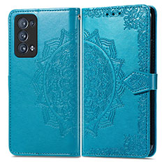 Funda de Cuero Cartera con Soporte Patron de Moda Carcasa para Oppo Reno6 Pro 5G Azul